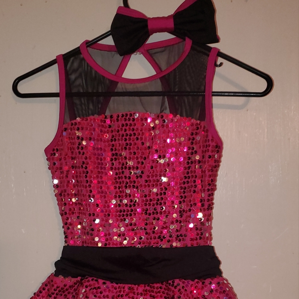 Curtain Call dance costume with hairbow